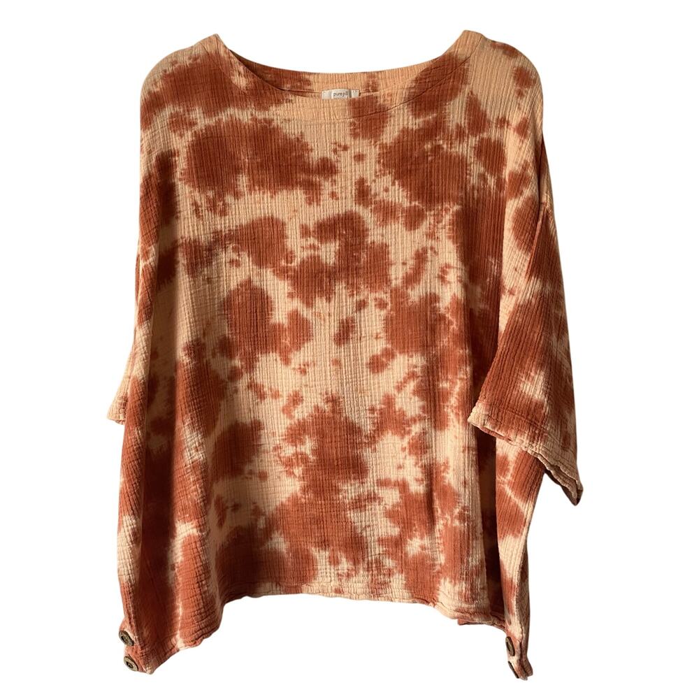 Pure Jill Pink Tie Dye 100% Cotton Gauzy Boxy Blouse Size XL Petite